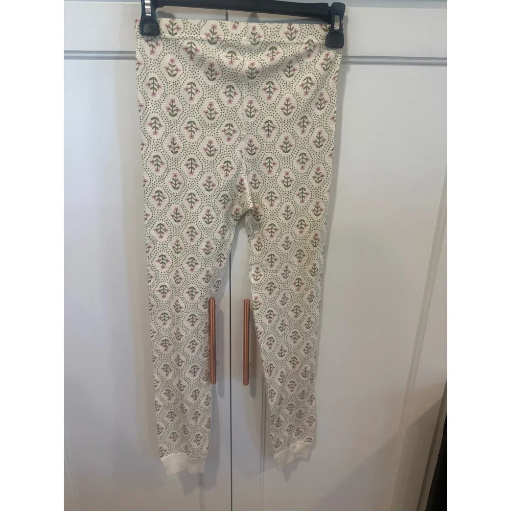 Hanna Andersson Girls Floral Waffle Knit Henley Pajama Set Organic Cotton Sz 10